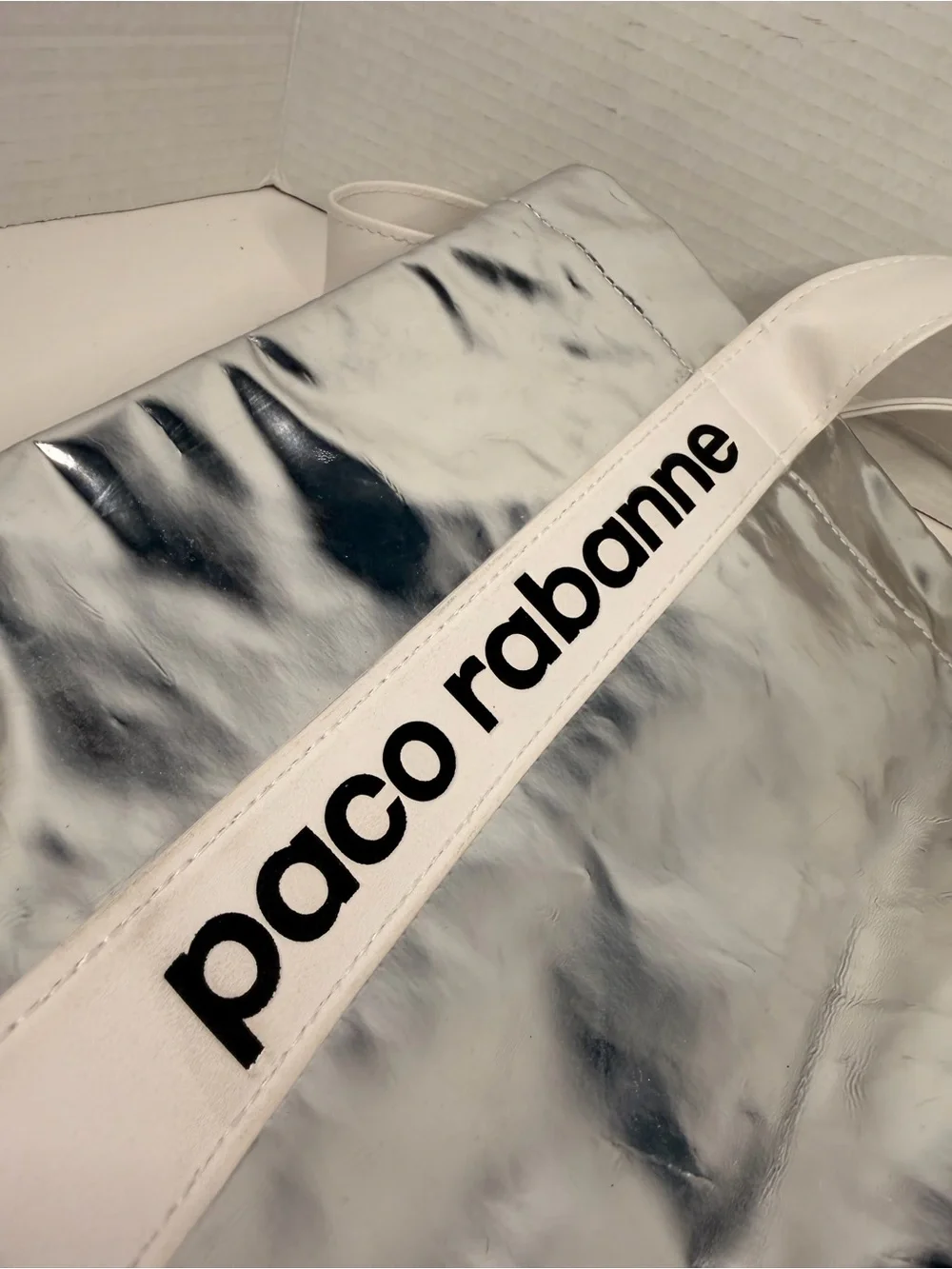 Paco Rabanne x SeaTrees Silver Metallic Crinkle Tote Bag